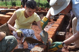 Students from The Weald School helping build new classrooms